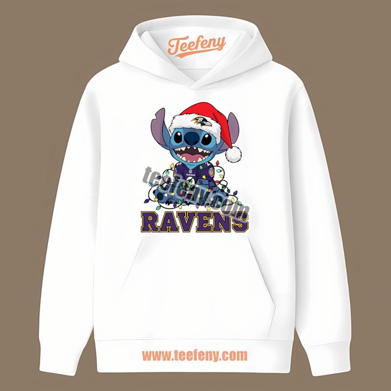Baltimore Ravens Stitch Christmas Lights Holiday Hoodie Baltimore Ravens Stitch Christmas Lights Holiday Hoodie