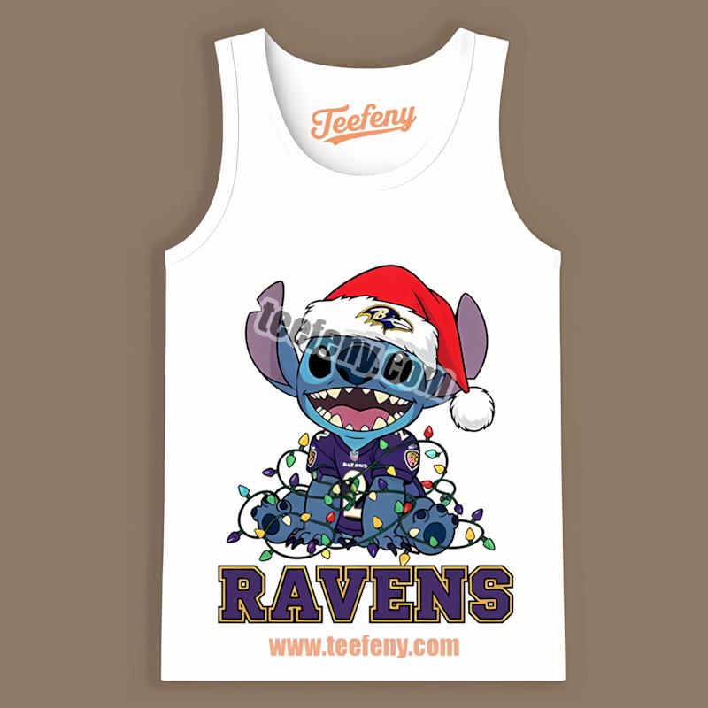 Baltimore Ravens Stitch Christmas Lights Holiday Tanktop Baltimore Ravens Stitch Christmas Lights Holiday Tanktop