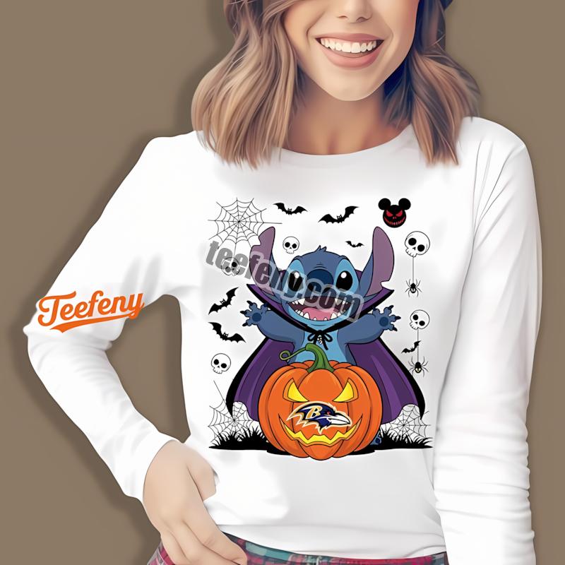 Baltimore Ravens Stitch Witch Halloween Long Sleeve Baltimore Ravens Stitch Witch Halloween Long Sleeve