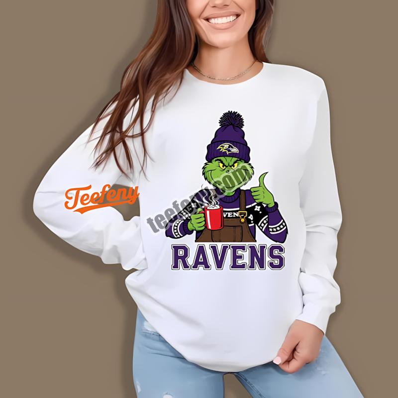 Baltimore Ravens The Grinch Winter Hot Cocoa Holiday Long Sleeve Baltimore Ravens The Grinch Winter Hot Cocoa Holiday Long Sleeve