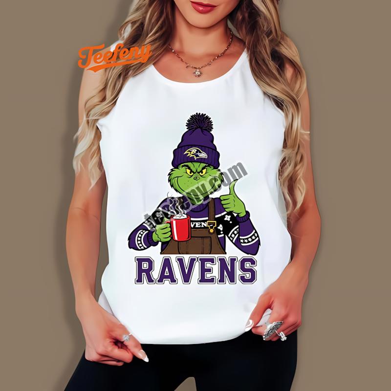 Baltimore Ravens The Grinch Winter Hot Cocoa Holiday Tanktop Baltimore Ravens The Grinch Winter Hot Cocoa Holiday Tanktop