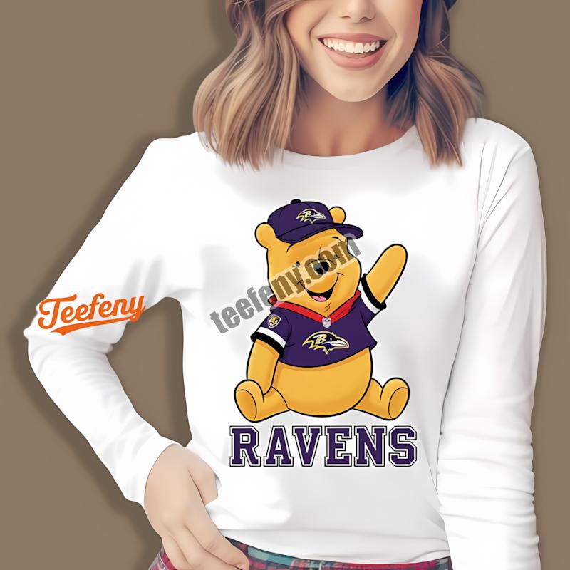 Baltimore Ravens Winnie The Pooh Football Team Spirit Long Sleeve Baltimore Ravens Winnie The Pooh Football Team Spirit Long Sleeve