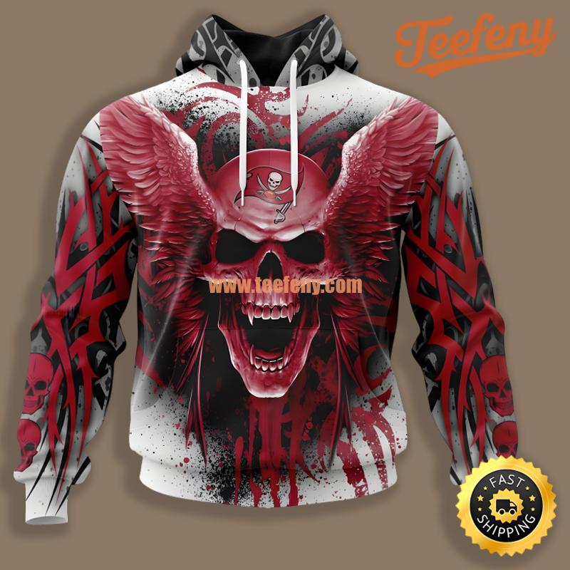 Bloody Skull Tampa Bay Buccaneers Red Grey 3D Hoodie