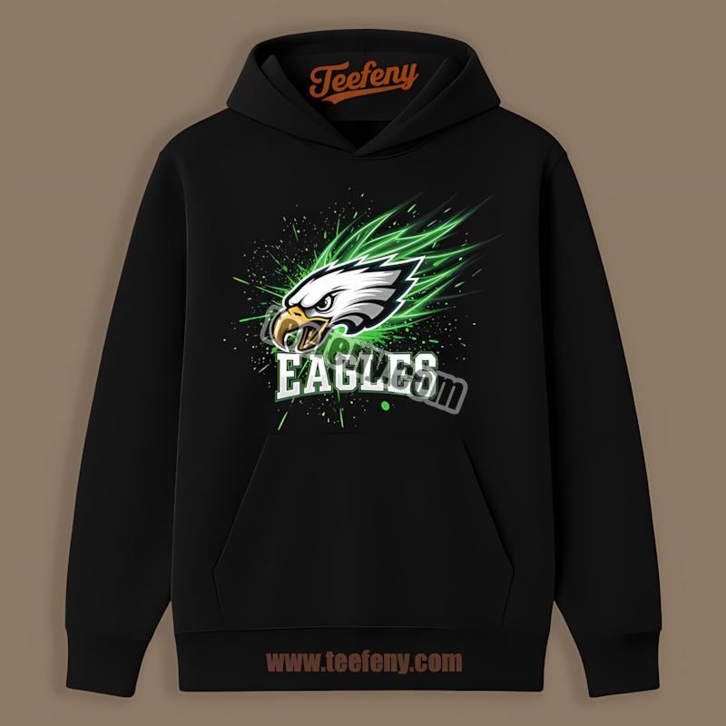 Bold Philadelphia Eagles Logo With Green Energy Wings Graphic Hoodie Bold Philadelphia Eagles Logo With Green Energy Wings Graphic Hoodie