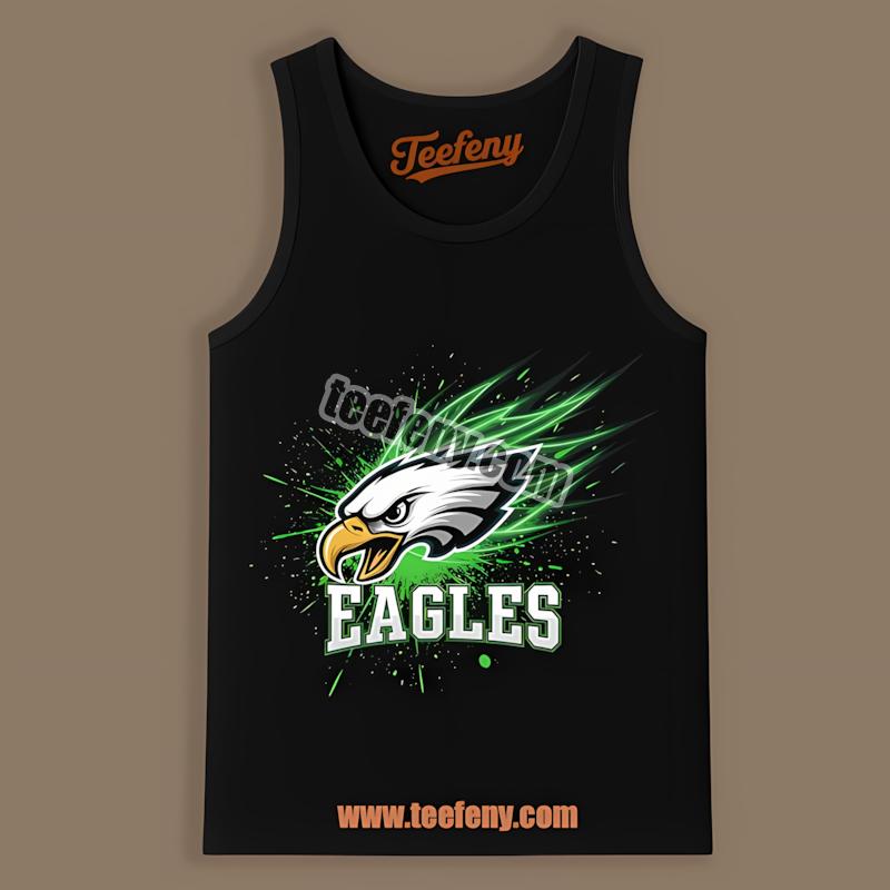 Bold Philadelphia Eagles Logo With Green Energy Wings Graphic Tanktop Bold Philadelphia Eagles Logo With Green Energy Wings Graphic Tanktop