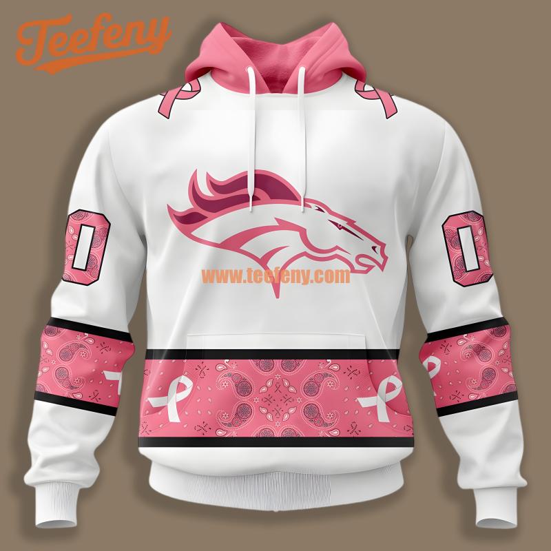 Breast Cancer Denver Broncos Pink White 3D Hoodie