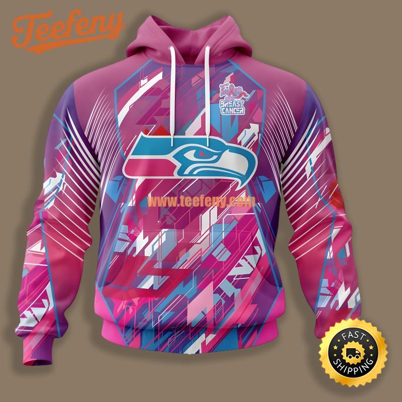 Breast Cancer Seattle Seahawks Pink Blue 3D Hoodie