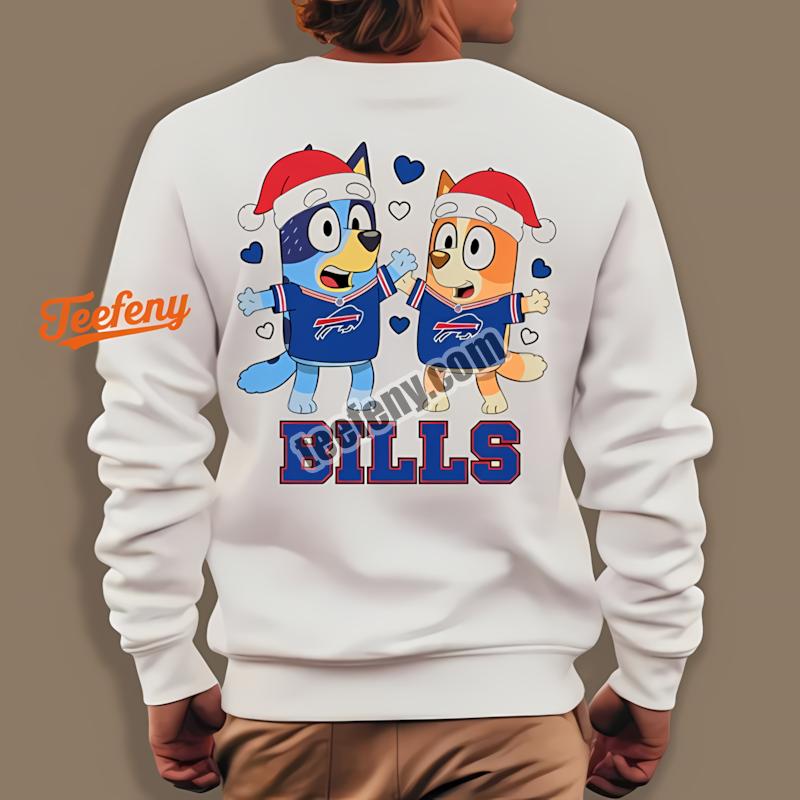 Buffalo Bills Bluey Bingo Christmas Dancing Retro Long Sleeve Buffalo Bills Bluey Bingo Christmas Dancing Retro Long Sleeve
