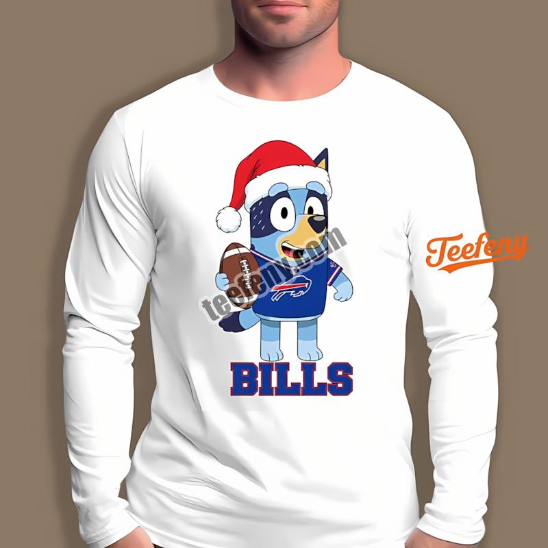 Buffalo Bills Bluey Christmas Santa Hat Vintage Long Sleeve Buffalo Bills Bluey Christmas Santa Hat Vintage Long Sleeve
