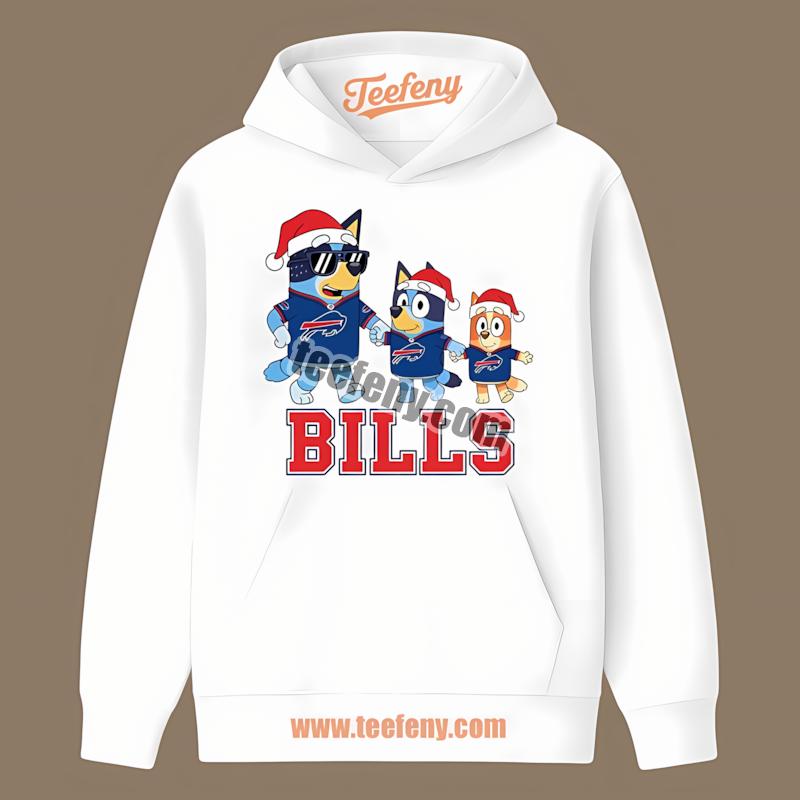 Buffalo Bills Bluey Family Santa Hat Christmas Parade Hoodie Buffalo Bills Bluey Family Santa Hat Christmas Parade Hoodie