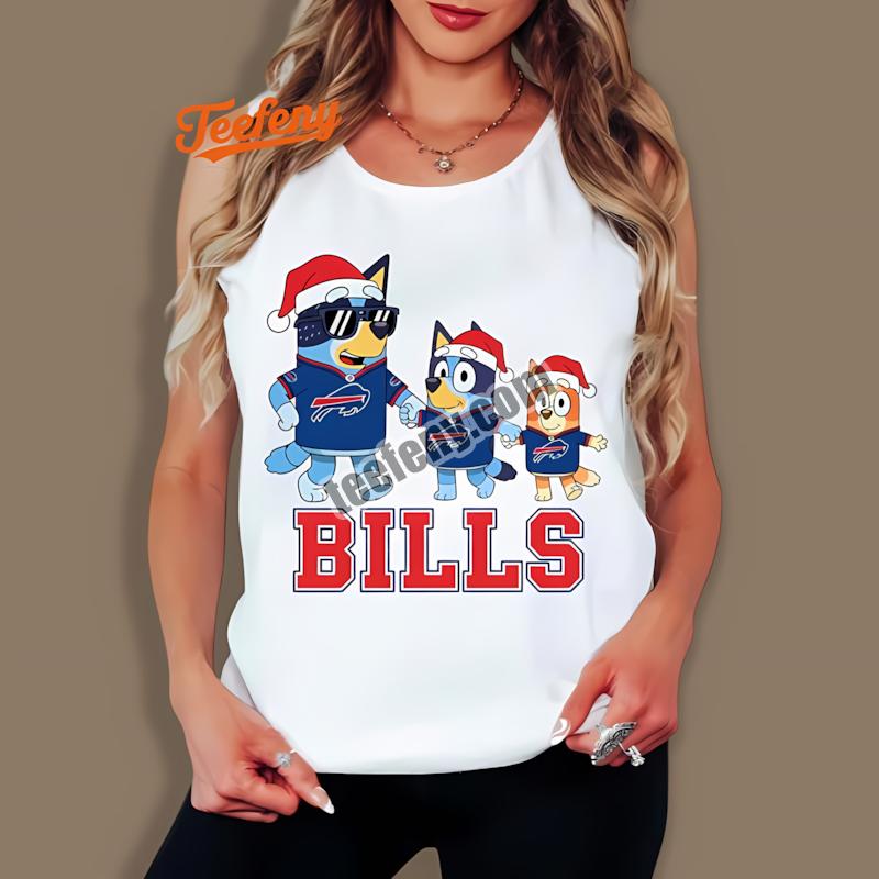 Buffalo Bills Bluey Family Santa Hat Christmas Parade Tanktop Buffalo Bills Bluey Family Santa Hat Christmas Parade Tanktop