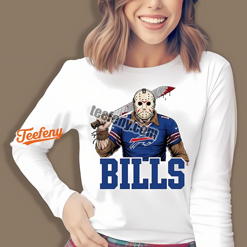 Buffalo Bills Jason Voorhees Machete Horror Football Long Sleeve Buffalo Bills Jason Voorhees Machete Horror Football Long Sleeve