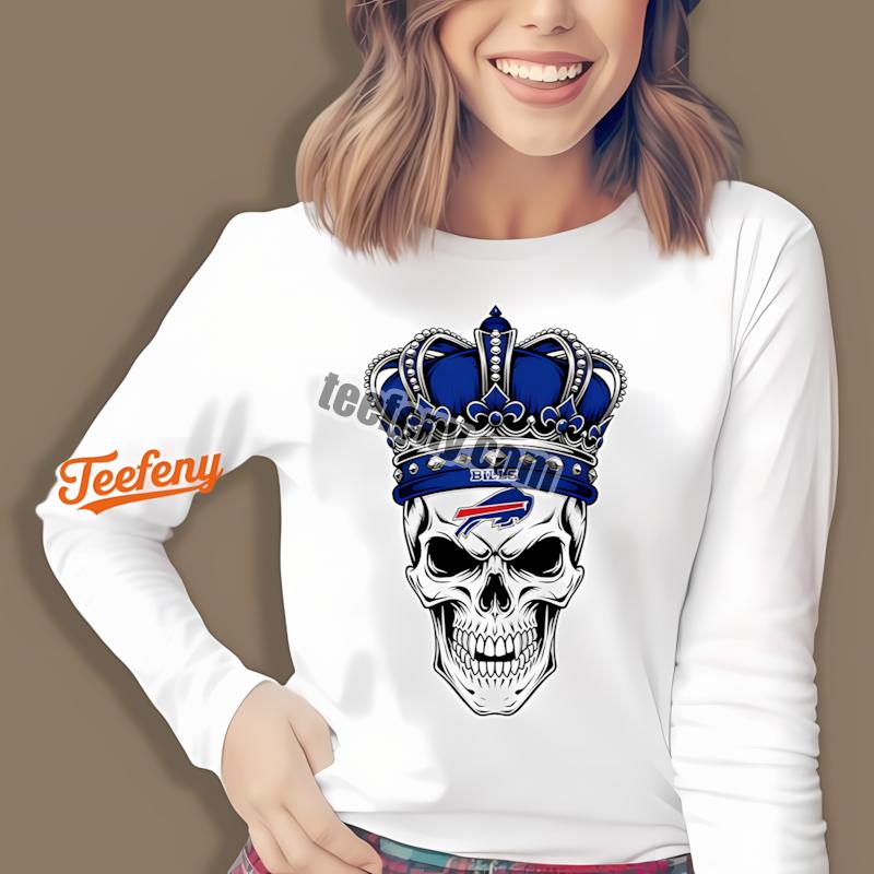 Buffalo Bills Skull Crown Dark Grunge Long Sleeve Buffalo Bills Skull Crown Dark Grunge Long Sleeve