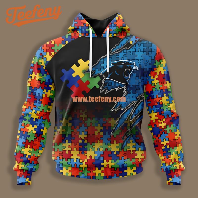 Carolina Panthers Autism Awareness Black 3D Hoodie