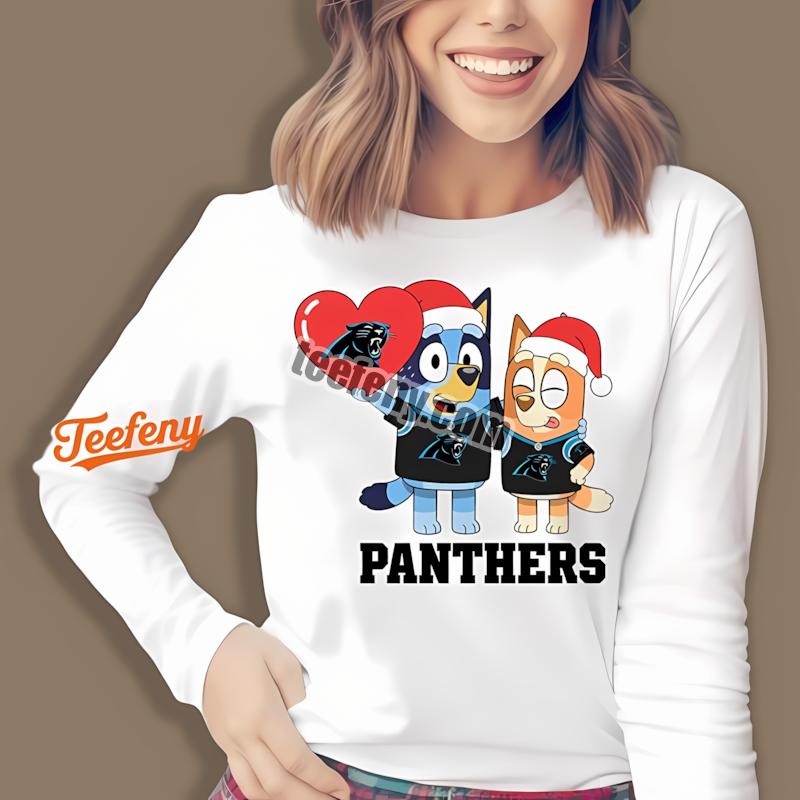 Carolina Panthers Bluey Bingo Christmas Fashion Long Sleeve Carolina Panthers Bluey Bingo Christmas Fashion Long Sleeve