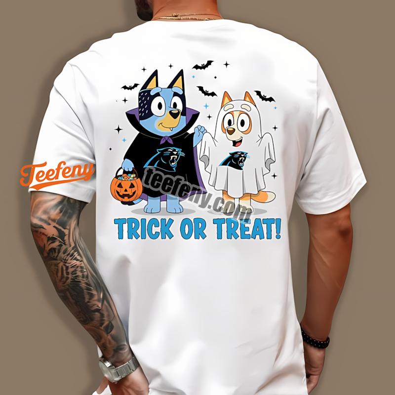 Carolina Panthers Bluey Bingo Trick Or Treat Halloween Shirt
