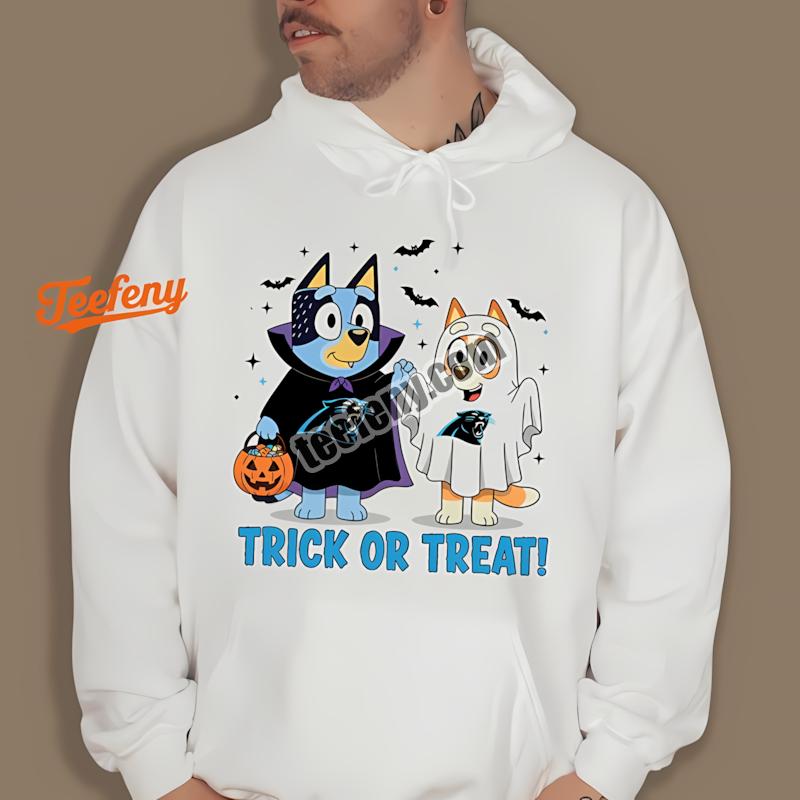 Carolina Panthers Bluey Bingo Trick Or Treat Halloween Hoodie Carolina Panthers Bluey Bingo Trick Or Treat Halloween Hoodie