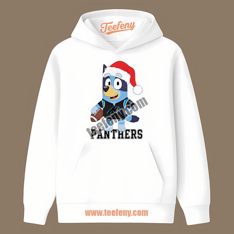 Carolina Panthers Bluey Christmas Santa Hat Casual Hoodie Carolina Panthers Bluey Christmas Santa Hat Casual Hoodie