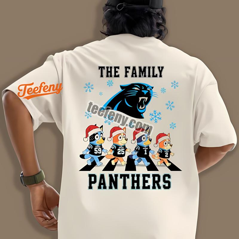 Carolina Panthers Bluey Family Christmas Snowflake Classic Shirt