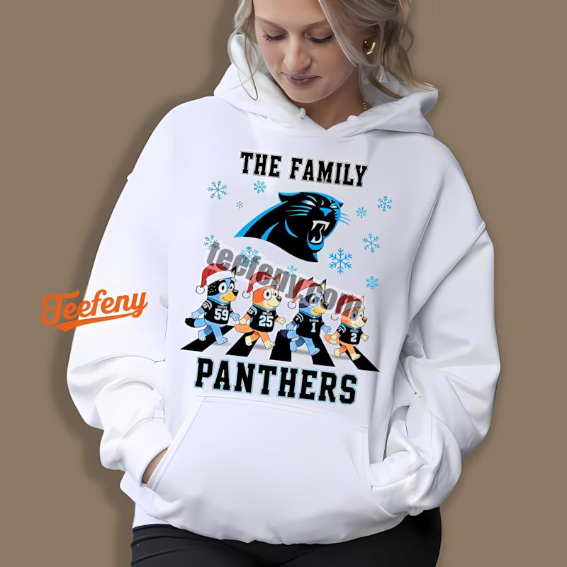 Carolina Panthers Bluey Family Christmas Snowflake Classic Hoodie Carolina Panthers Bluey Family Christmas Snowflake Classic Hoodie