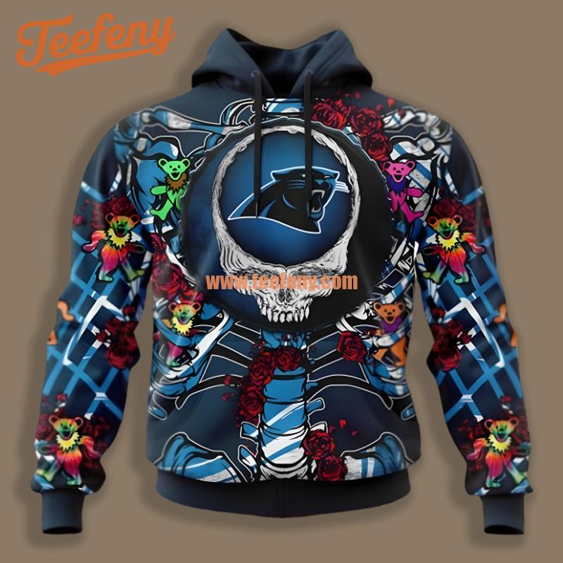 Carolina Panthers Grateful Dead Blue 3D Hoodie