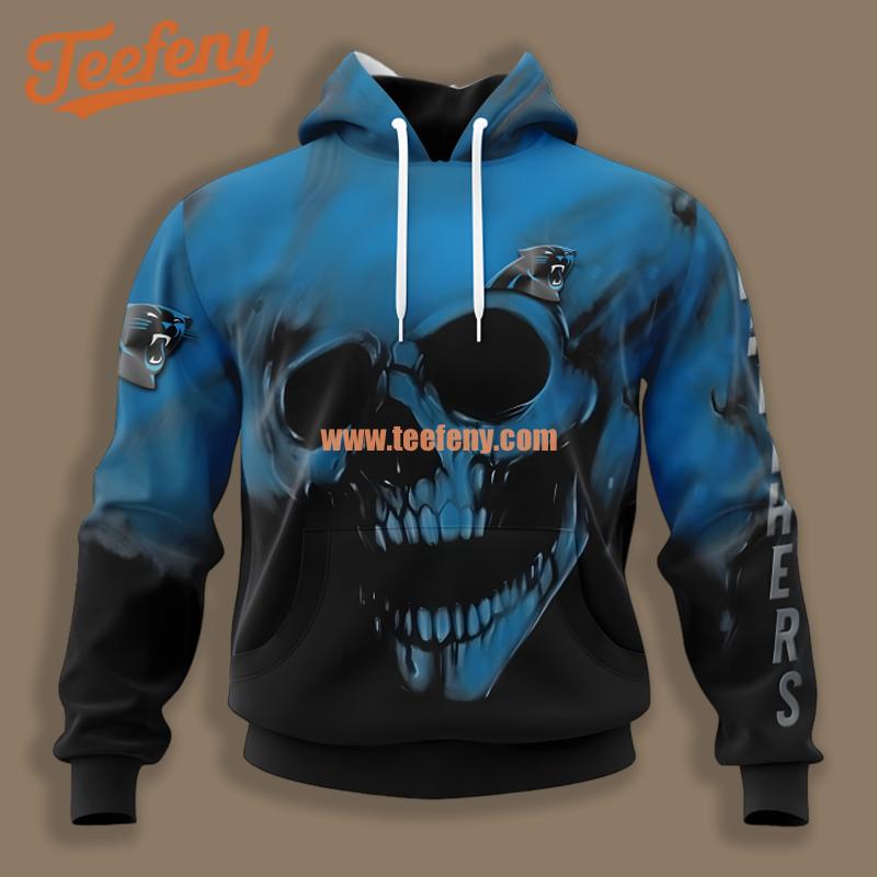 Carolina Panthers Halloween Skull Blue Black Boys 3D Hoodie
