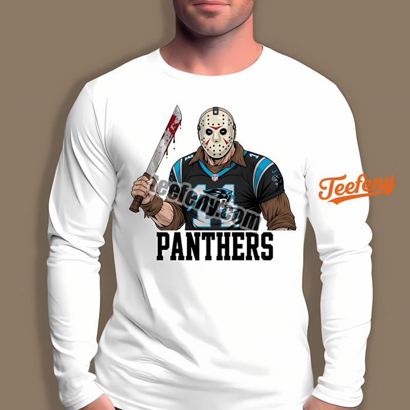 Carolina Panthers Jason Voorhees Machete Horror Football Long Sleeve Carolina Panthers Jason Voorhees Machete Horror Football Long Sleeve