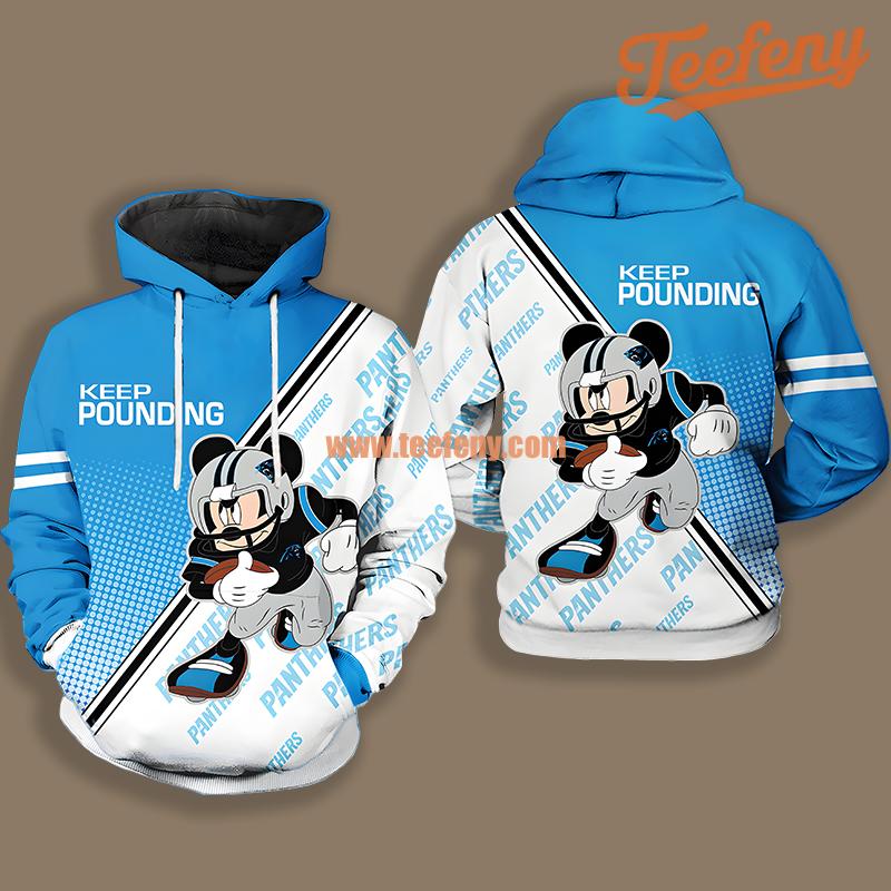 Carolina Panthers Mickey Mouse White Blue 3D Hoodie