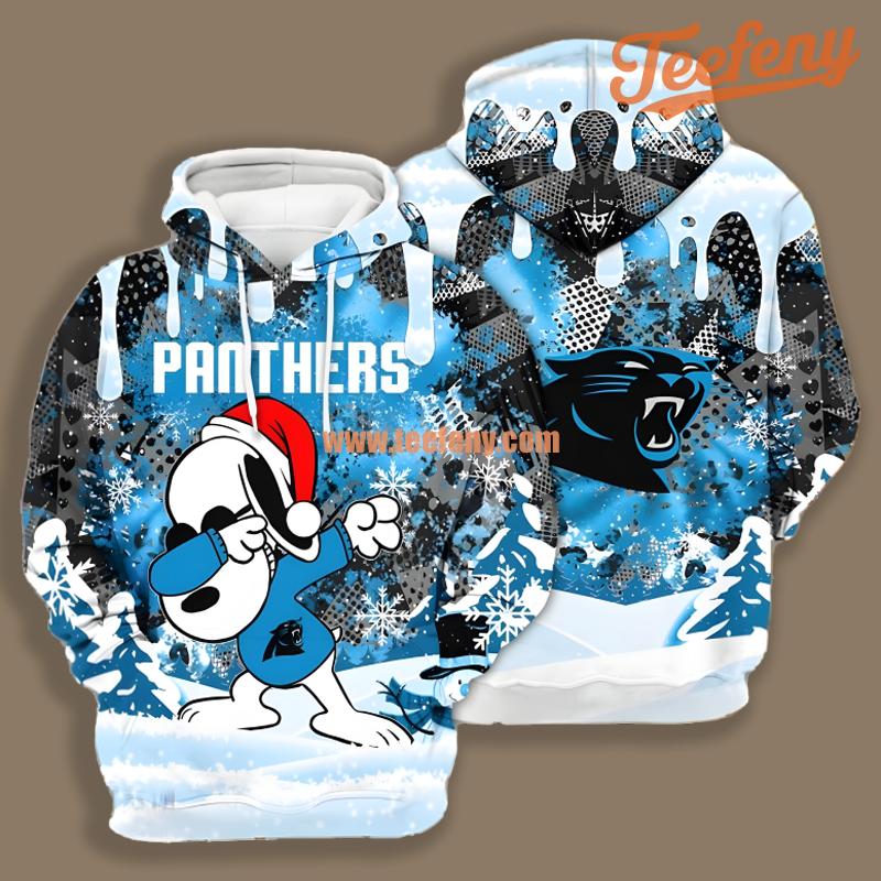 Carolina Panthers Santa Snoopy Blue White 3D Hoodie