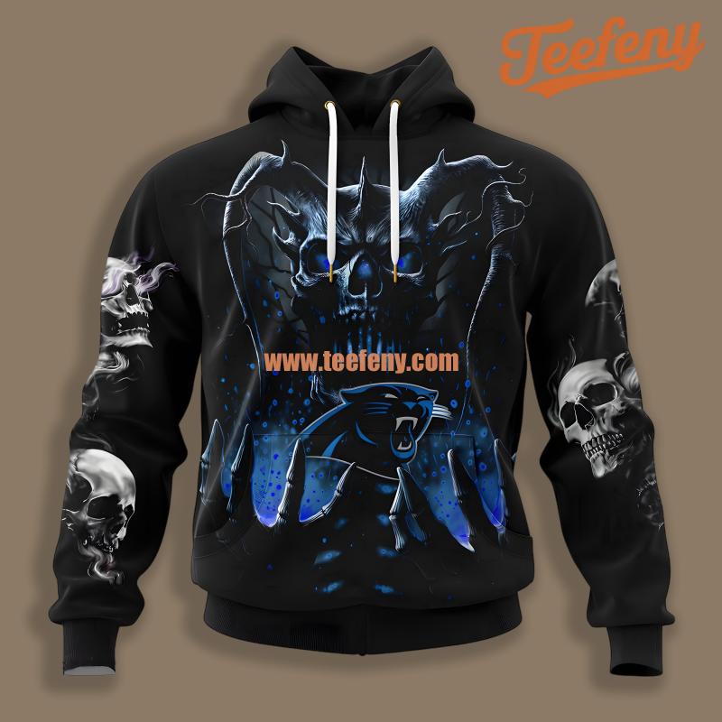 Carolina Panthers Skull Black Blue 3D Hoodie