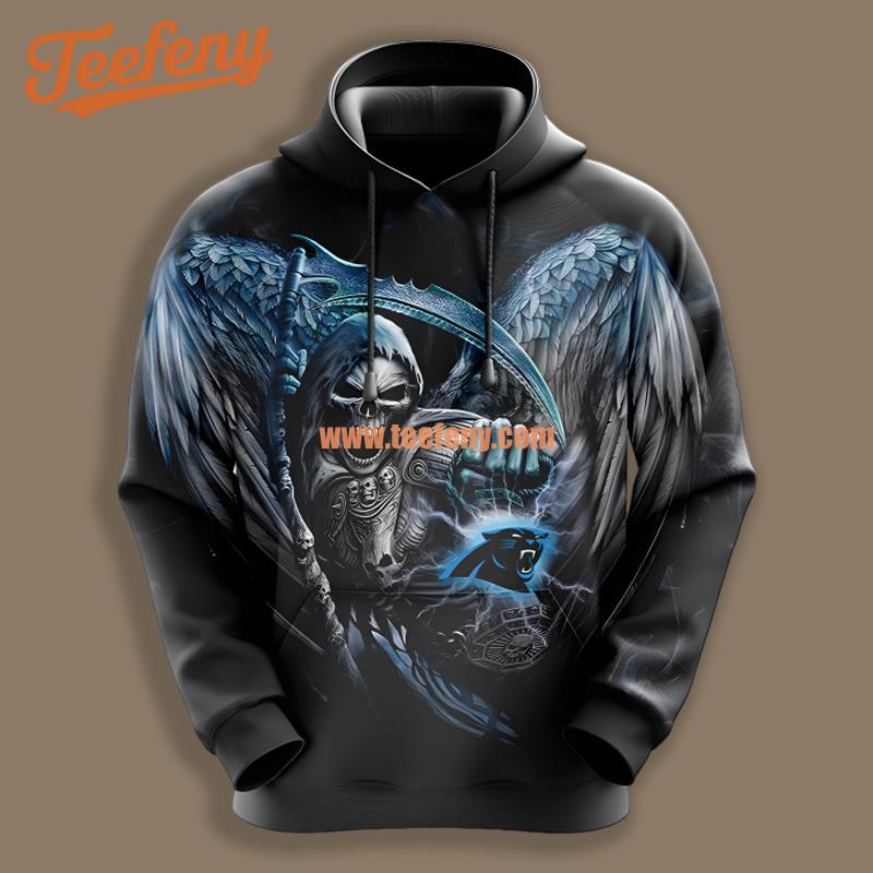 Carolina Panthers Skull Black For Sale 3D Hoodie