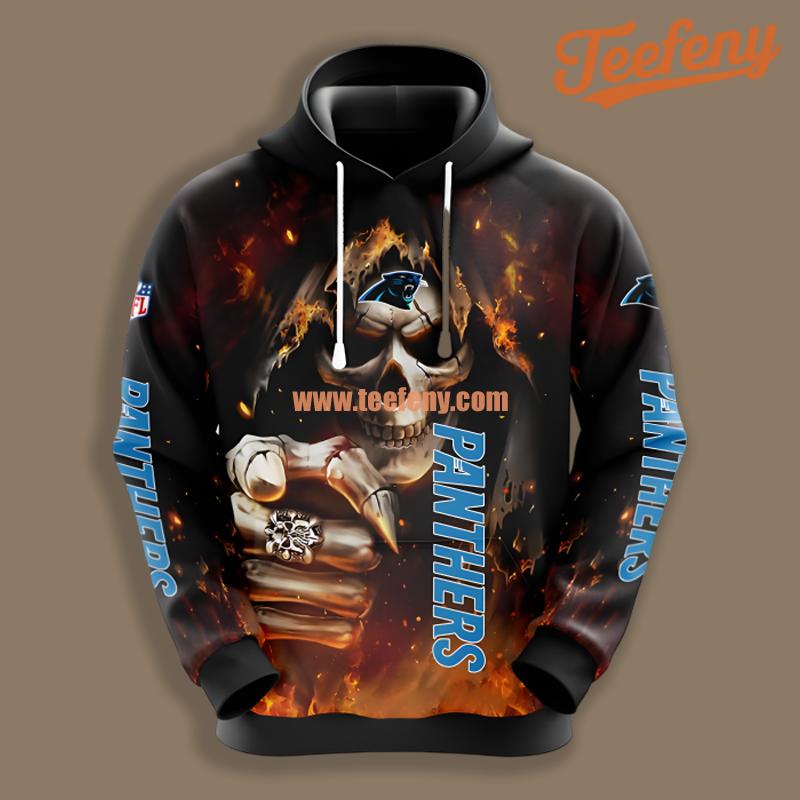 Carolina Panthers Skull Halloween Black Blue 3D Hoodie