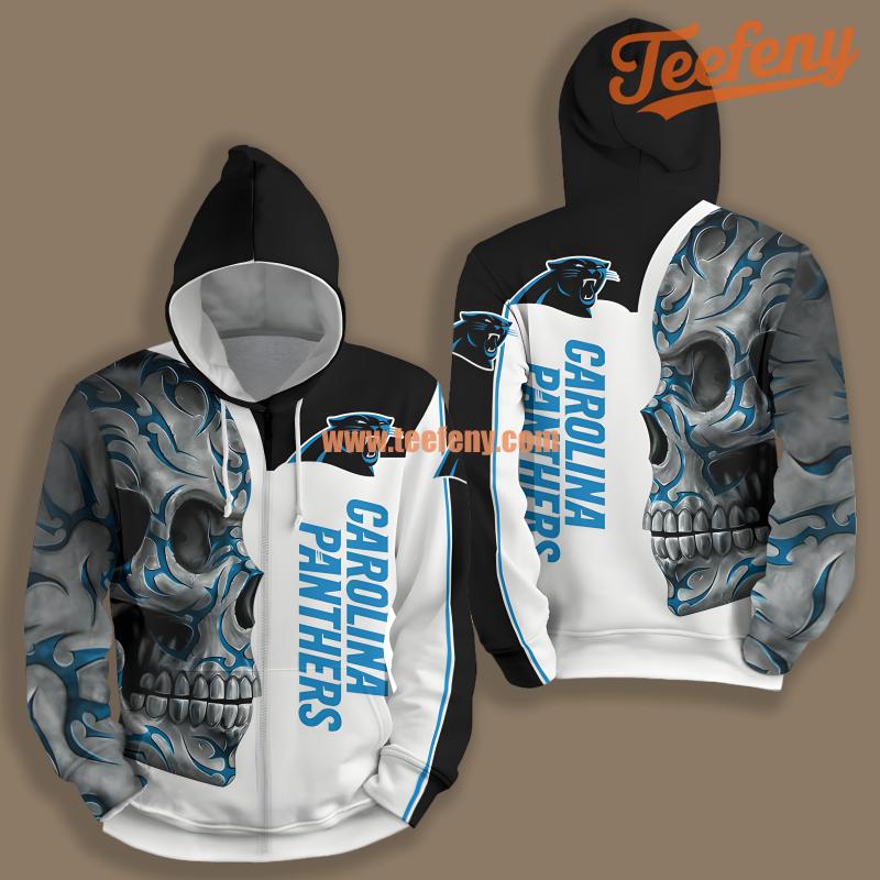 Carolina Panthers Skull White Black Jacket 3D Hoodie