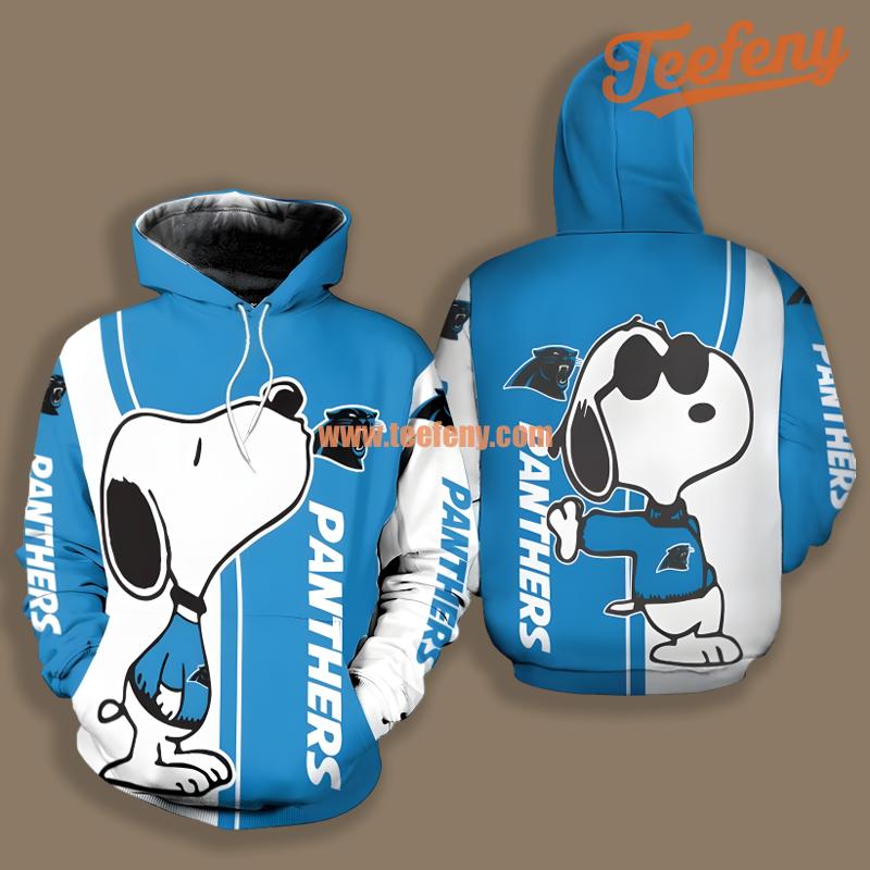 Carolina Panthers Snoopy White Blue 3D Hoodie