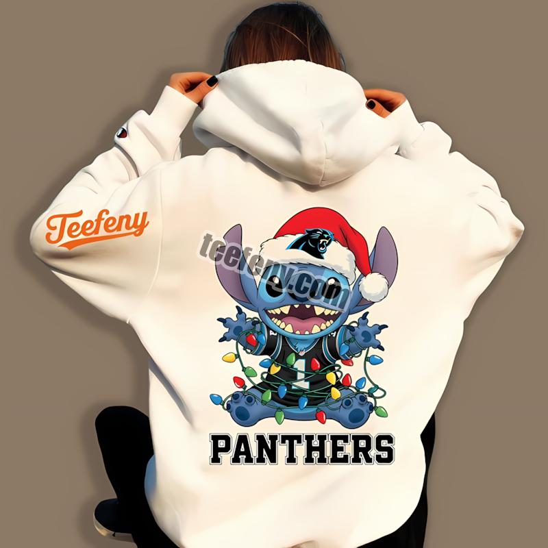 Carolina Panthers Stitch Christmas Lights Holiday Hoodie Carolina Panthers Stitch Christmas Lights Holiday Hoodie