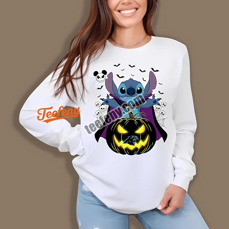 Carolina Panthers Stitch Witch Halloween Best Long Sleeve Carolina Panthers Stitch Witch Halloween Best Long Sleeve