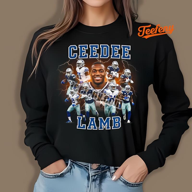 Ceedee Lamb Dallas Cowboys Electric Multi Pose Football Long Sleeve Funny Ceedee Lamb Dallas Cowboys Electric Multi Pose Football Long Sleeve Funny