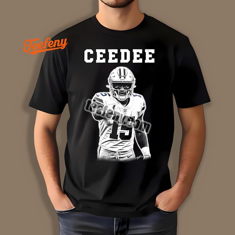 Ceedee Lamb Dallas Cowboys Monochrome Sketch Style Shirt