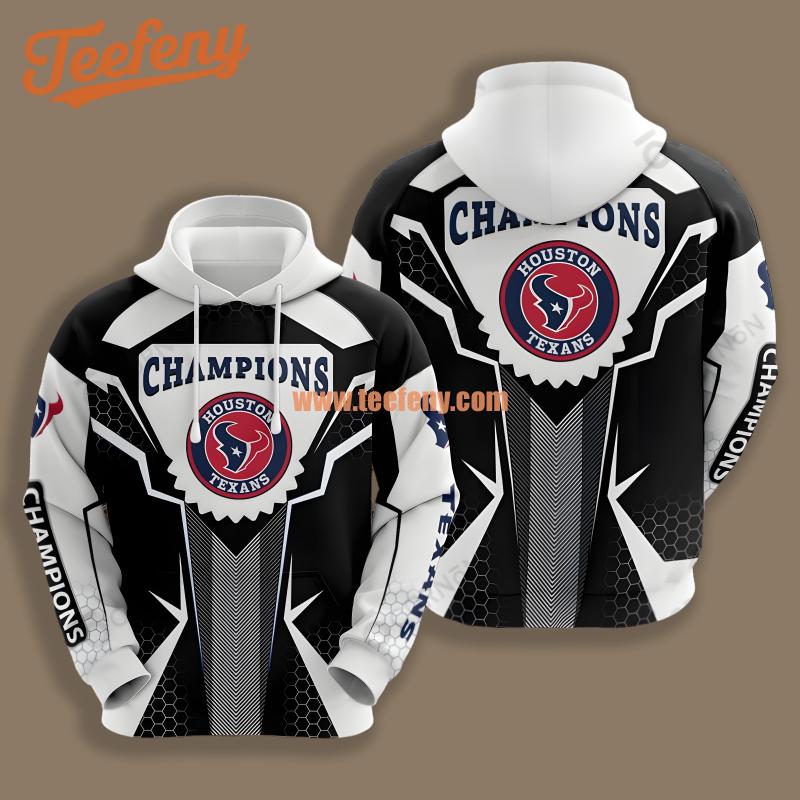 Champion Houston Texans Black White 3D Hoodie