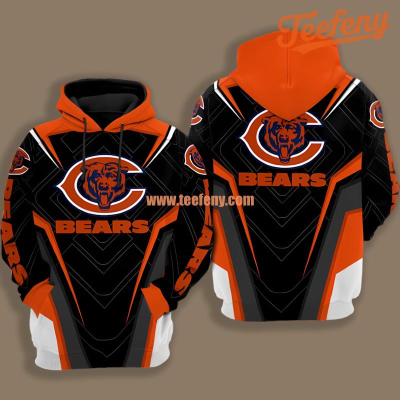 Chicago Bears Black Orange Cool 3D Hoodie