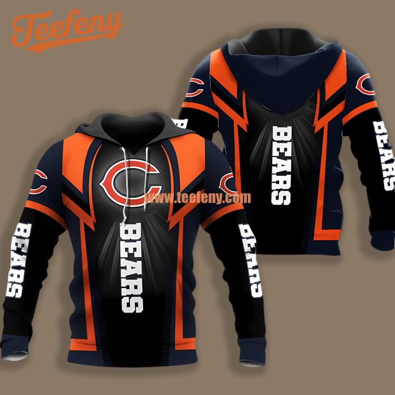 Chicago Bears Blue Orange 3D Hoodie