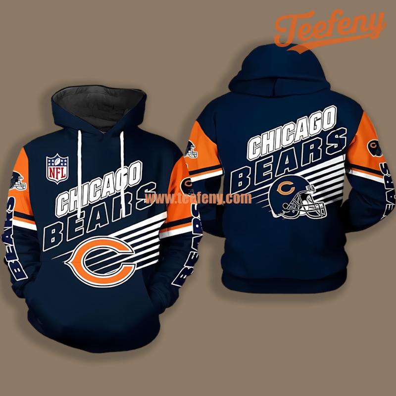 Chicago Bears Blue Orange Jacket Style 3D Hoodie