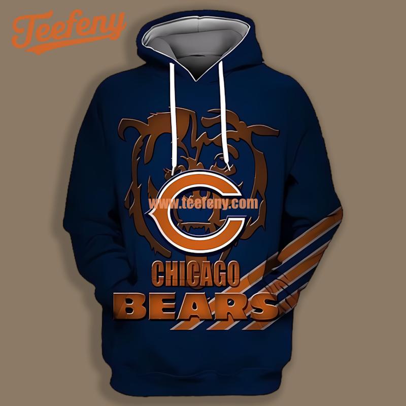 Chicago Bears Blue Pullover For Men 3D Hoodie