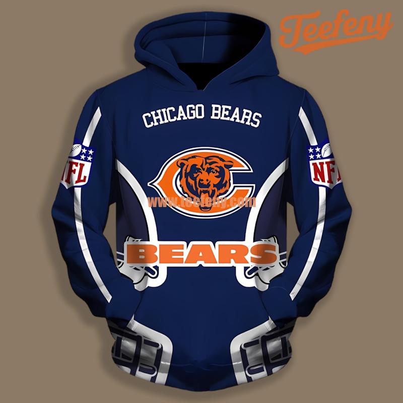 Chicago Bears Blue Youth 3D Hoodie