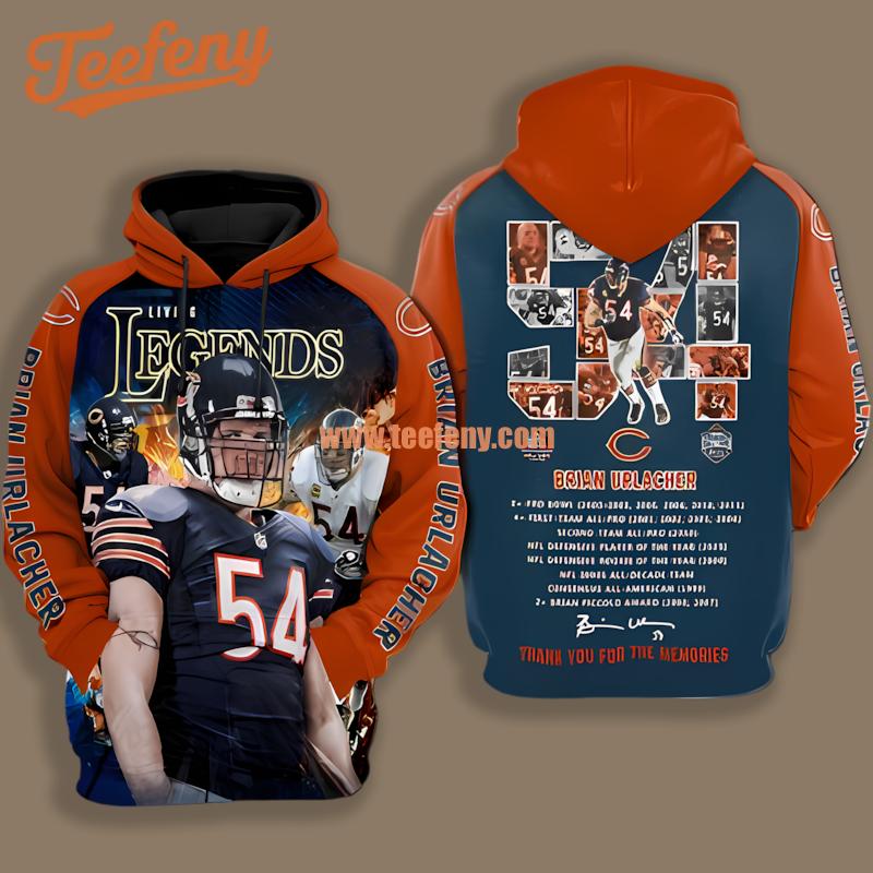 Chicago Bears Brian Urlacher Orange Blue Horror 3D Hoodie