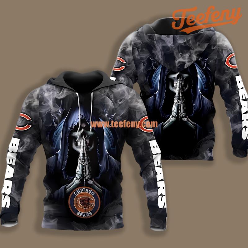 Chicago Bears Death Smoke Black Design 3D Hoodie