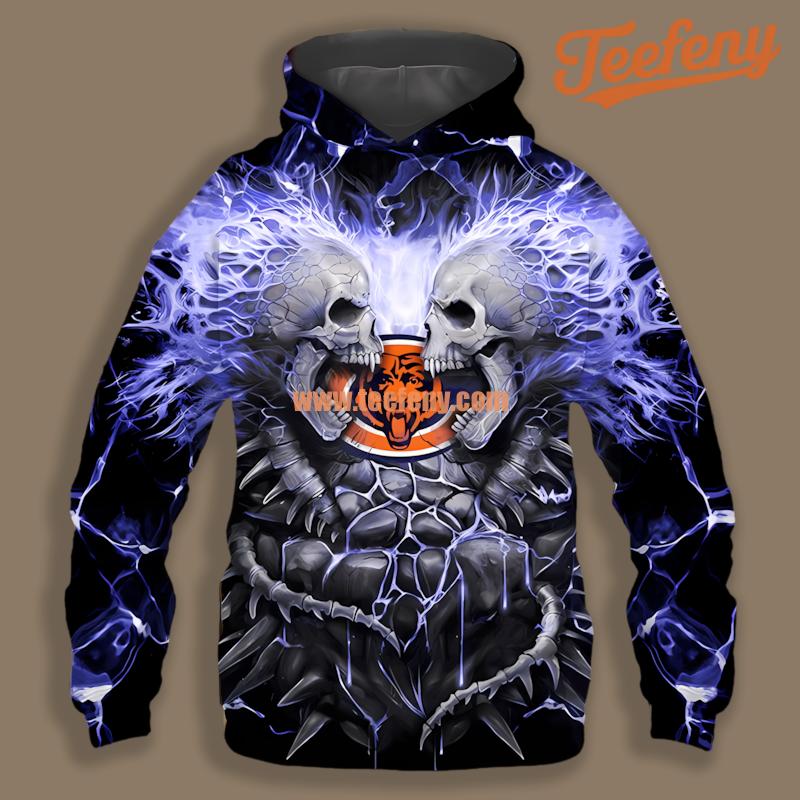 Chicago Bears Electric Blue Black Full Print 3D Hoodie