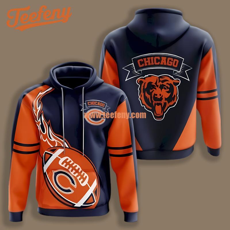 Chicago Bears Fire Ball Blue White Printing 3D Hoodie