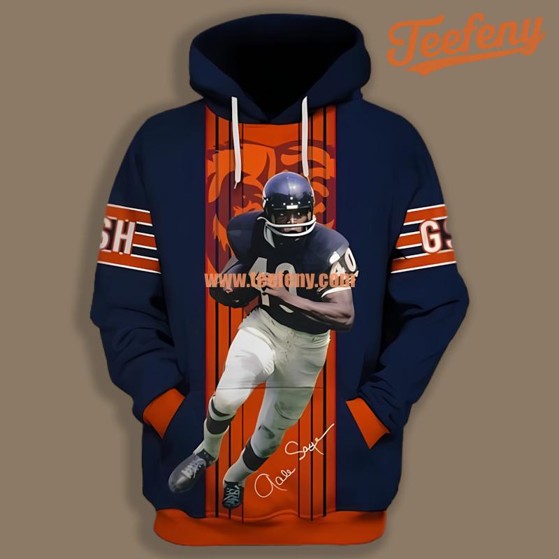 Chicago Bears Gale Sayers Blue Orange Horror 3D Hoodie