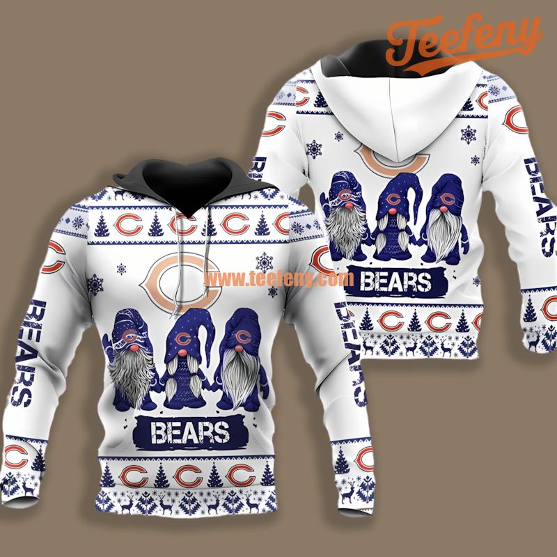 Chicago Bears Gnomes Blue White Realistic 3D Hoodie